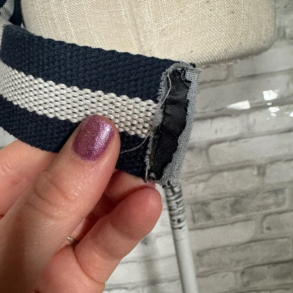 Black and White Woven Stripe Canvas Belt